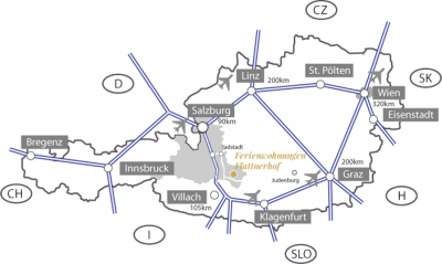 Anreisekarte zum Flattnerhof in Mauterndorf Anreisekarte zum Flattnerhof in Mauterndorf