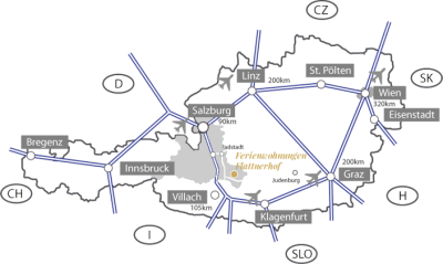Anreisekarte zum Flattnerhof in Mauterndorf